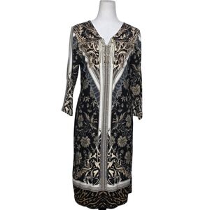 JM Collection Black wPrinted Pattern, Midi Dress, Size Medium